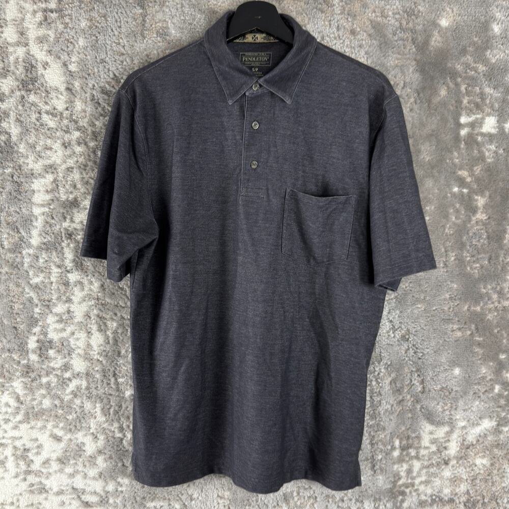 Pendleton Size S Stretch Casual Polo Shirt Gray Short Sleeve Collar Pocket
